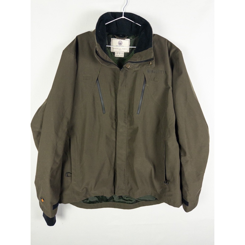 Beretta Mens XXL Green Shooting Hunting Jacket Fleece Collar Zip Field Coat Ital